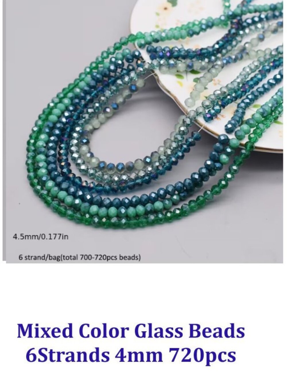 Mixed Color Glass Beads  6 Strands 4mm 720pcs